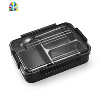 保温饭盒便当盒学生便携上班族分格餐盒餐盘套装分隔型不锈钢盘大 FENGHOU 3格粉+勺筷