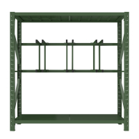 乙壬消防铁锹镐农具摆放架安保装备器材存放架绿色货架锹镐架中型-主架