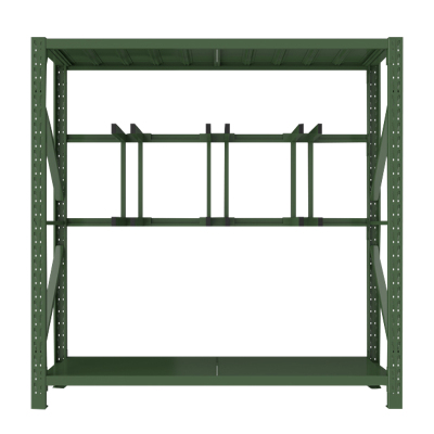 乙壬消防铁锹镐农具摆放架安保装备器材存放架绿色货架锹镐架中型-主架