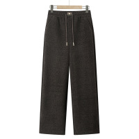 新款妈妈冬装松紧腰保暖直筒裤子中老年女装加绒加厚毛呢长裤_1