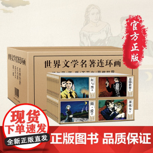 世界文学名著连环画 套装全40册 简爱红与黑茶花女悲惨世界 小人书怀旧典藏版盒装图画故事书 连环画合订本精装6-12岁儿