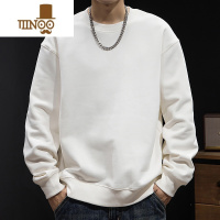 YANXU卫衣男潮牌日系宽松休闲高街痞帅套头衫纯色长袖圆领上衣服