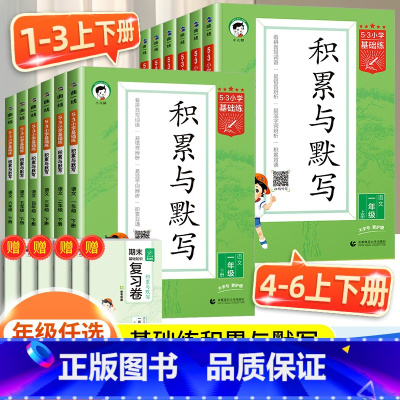 [4本]默写积累+阅读+字帖+作文 一年级下 [正版]2025版53小学基础练下册上册积累与默写小学语文句式训练大全一二