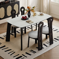 全友家居餐桌法式复古怀旧方形轻奢客厅餐厅钢化玻璃台面吃饭桌子