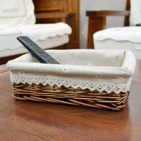 家柏饰(CORATED)钥匙收纳盒桌面口玄关篮迷你藤编编织筐茶几杂物遥控器收纳盒小
