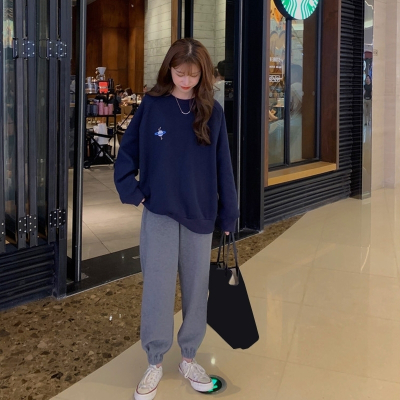 暖青汇大码女装秋冬套装洋气胖妹妹宽松套头卫衣女两件套装时髦减龄显瘦大码女装
