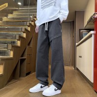 美式男士休闲裤春夏季新款宽松直筒耐磨工装裤时尚卡其阔腿长裤子