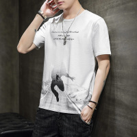 男士短袖T恤夏季新款韩版潮牌纯棉打底衫青少年圆领印花半袖体恤