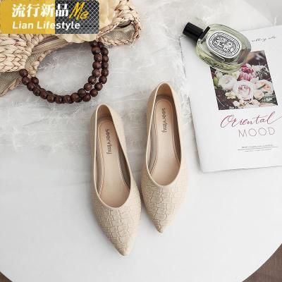 石纹果冻鞋女坡跟厚底塑料网红款平底鞋休闲百搭尖头浅口软底单鞋知义(ZHIYI)休闲鞋