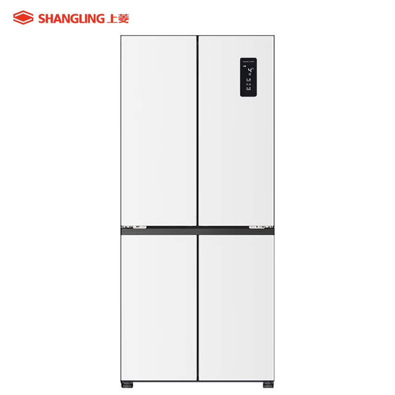 上菱 417升十字对开门冰箱 风冷无霜 一级能效 双变频节能净味抗菌大容量四开门家用电冰箱 BQE417PWL岩白