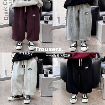 童酷儿童冬款湖州织里童装韩版宝宝休闲长裤加厚贴标男童卫裤