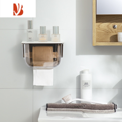 三维工匠厕所纸巾盒免打孔防水壁挂式卫生间洗脸巾收纳盒卷纸置物架厕纸盒 茶咖 洁面巾也可以用