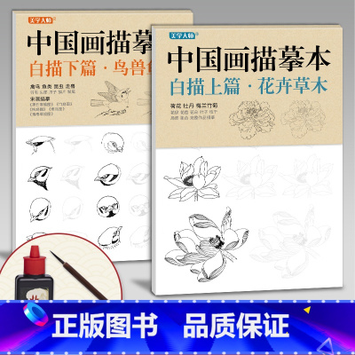 [正版]送笔墨碟中国画描摹本工笔画上下2册/基础训练篇+强化提高篇sh