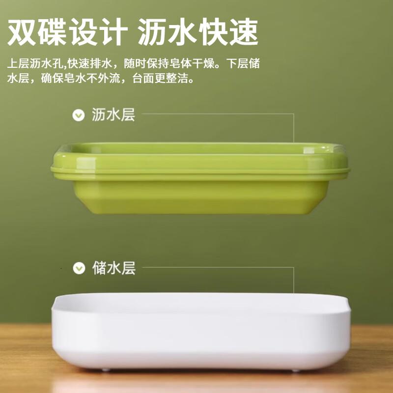 茶花(CHAHUA)肥皂盒香皂盒创意沥水免打孔带盖浴室洗衣皂盒皂架2只