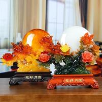 美帮汇花好月圆牡丹花仿玉摆件鸳鸯鸟客厅工艺品家居创意结婚新房装饰品