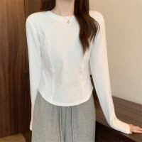 年早秋新款打底衫女修身辣妹设计感长袖T恤女学生短款上衣潮