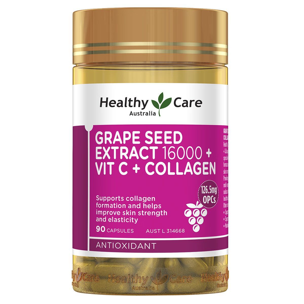 澳世康Healthy Care维生素C胶原蛋白胶囊含葡萄籽亮肤90粒VC 澳洲原装进口 美白养颜