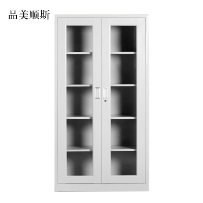 品美顺斯钢制档案柜财务凭证柜带锁储物柜铁皮柜书柜通玻对开门文件柜
