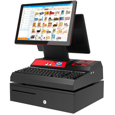 爱宝AB4800D双屏收银机一体机超市商场便利店零售收款机收银电脑系统云端版称重套餐一