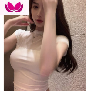 七斓t恤女短袖韩版设计感小众纯欲夏款网纱气质女装夏季辣妹紧身上衣