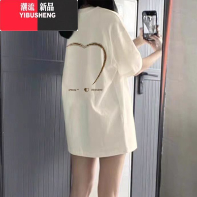YIBUSHENG美式复古高街潮牌正肩短袖T恤女港味chic宽松显瘦半袖体恤上衣