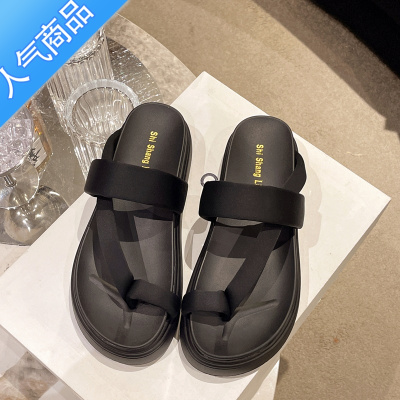 SUNTEK卓诗妮百套趾人字凉拖鞋女外穿2023夏新款厚底凉鞋百搭复古沙滩鞋