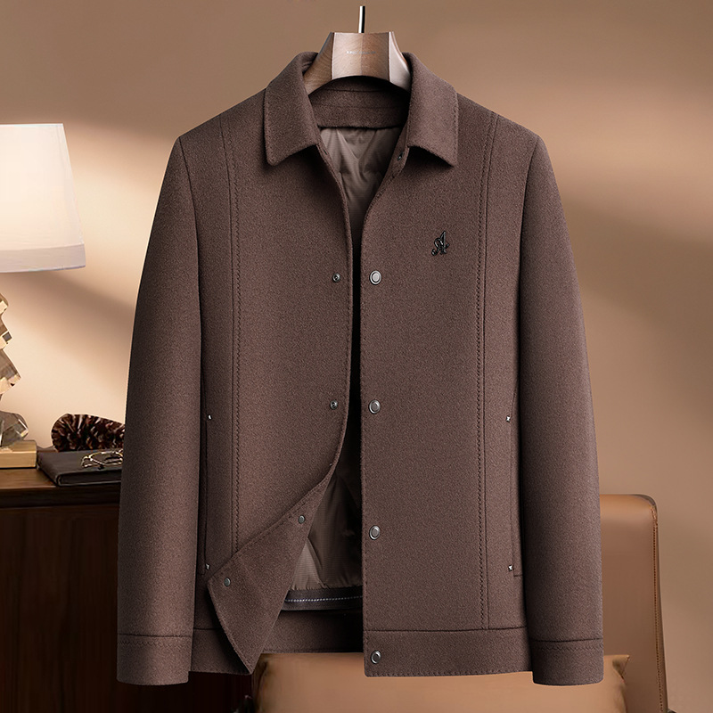 冬季新款双面羊毛大衣男式修身短款脱卸内胆羊毛呢子休闲夹克外套