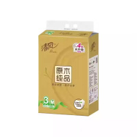 清风金装真M码大包抽纸一提3包120抽4层家用餐巾纸面巾纸卫生纸
