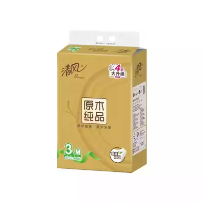 清风金装真M码大包抽纸一提3包120抽4层家用餐巾纸面巾纸卫生纸