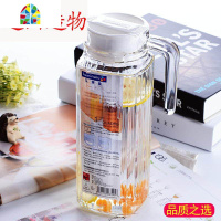 夏季耐热凉水壶透明水具套装家用可高温放冷开水的壶玻璃带杯子厚 FENGHOU 1.7L四方条纹款