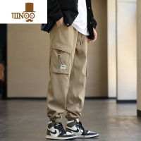 YANXU男生卡其色裤子夏季薄款男款休闲裤宽松束脚裤日系男裤工装裤潮牌