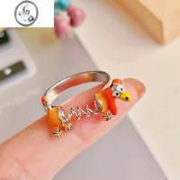 JiMi动物造型弹簧狗戒指多巴胺小饰品小众设计指环女生可爱食指戒