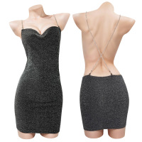 姬欲情趣内衣睡衣睡裙女露背低胸短裙性感修身吊带包臀连衣裙9753