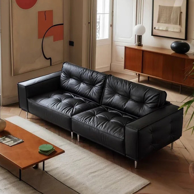 富牌U14沙发(全皮)现代简约直排头层牛皮云朵吐司真皮沙发网红款