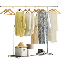 美帮汇不锈钢晾衣架落地折叠单杆晒衣架卧室内挂衣架家用简易凉衣服架子