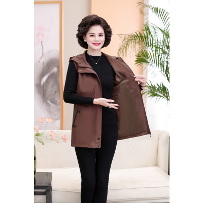 YIBUSHENG妈妈马夹秋装洋气休闲中老年女装马甲背心女中年春秋大码开衫外套妈妈装