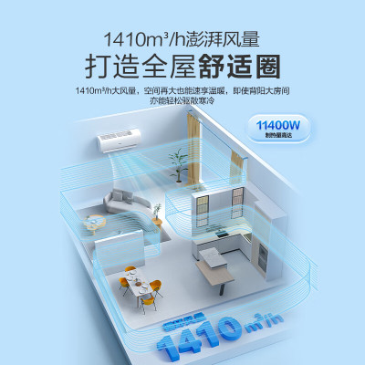 海尔3匹新1级能效3P大挂机自清洁白冷冷暖节能省电KFR-72GW/24PAA81U1约32-50㎡