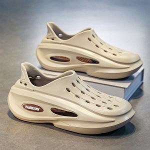 夏季新款5.0踩屎感洞洞鞋厚底增高透气舒适防滑户外沙滩时尚男鞋