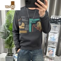 YANXU秋季卫衣男卡通拼接套头上衣流行情侣装圆领休闲男装外套2023新款