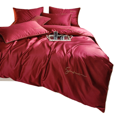 美帮汇四件套简约现代欧式60支长绒棉被套 一米八床全棉全棉床单三件套