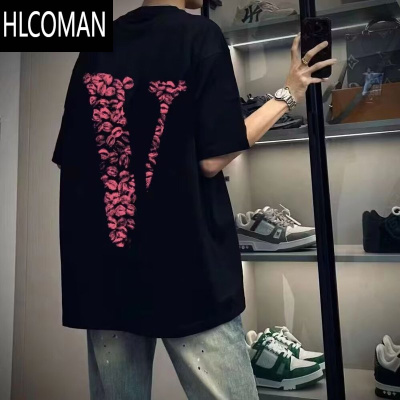 HLCOMAN高街潮牌痞帅印花短袖t恤男夏季美式复古字母印花宽松休闲上衣服