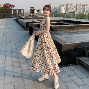 碎花吊带连衣裙女收腰显瘦夏天小清新新款长裙女装