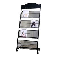 翌嘉YJ4122817 杂志架展示架报置物架收纳落地报纸报刊架 四层黑色 630*360*1470