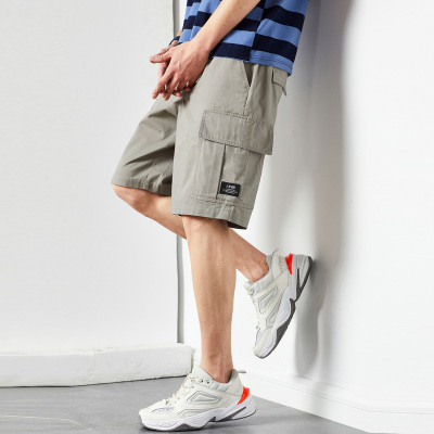 唐狮2021夏季新款休闲裤男五分裤宽松薄款裤子男潮牌工装裤男显瘦