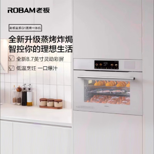 老板(ROBAM)盐系G1系列蒸烤炸一体机 55L黄金大容量 空气炸珐琅内胆 白色蒸烤箱C90A-G1(白色)