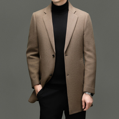 双面呢羊毛大衣男西装领95鹅绒脱卸内胆毛呢大衣秋冬羊绒羊毛外套