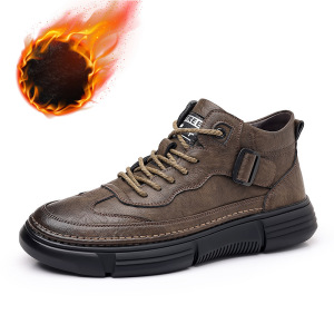 新款男鞋马丁靴子复古保暖加绒高帮棉鞋真皮男士皮鞋批发
