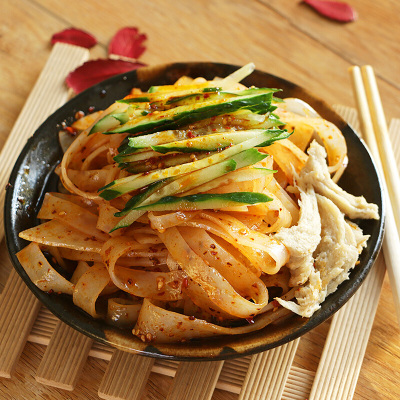 陕西特产凉皮300gX6袋宝鸡岐山擀面皮红油米皮方便面拌面宝鸡特产