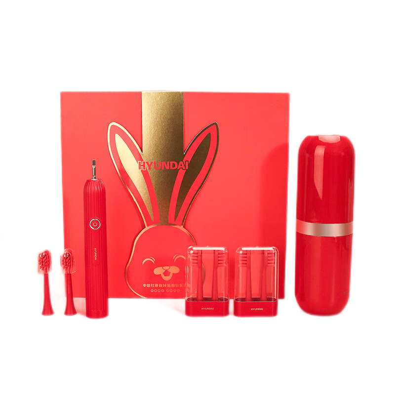 HYUNDAIHYUNDAI 吉祥鸿运声波电动牙刷套装X10中国红配洗漱杯