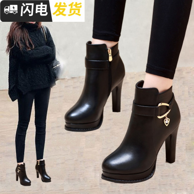 马丁靴女英伦风韩版百搭2018女靴秋冬新款高跟鞋短靴单靴冬季鞋子启如休闲鞋